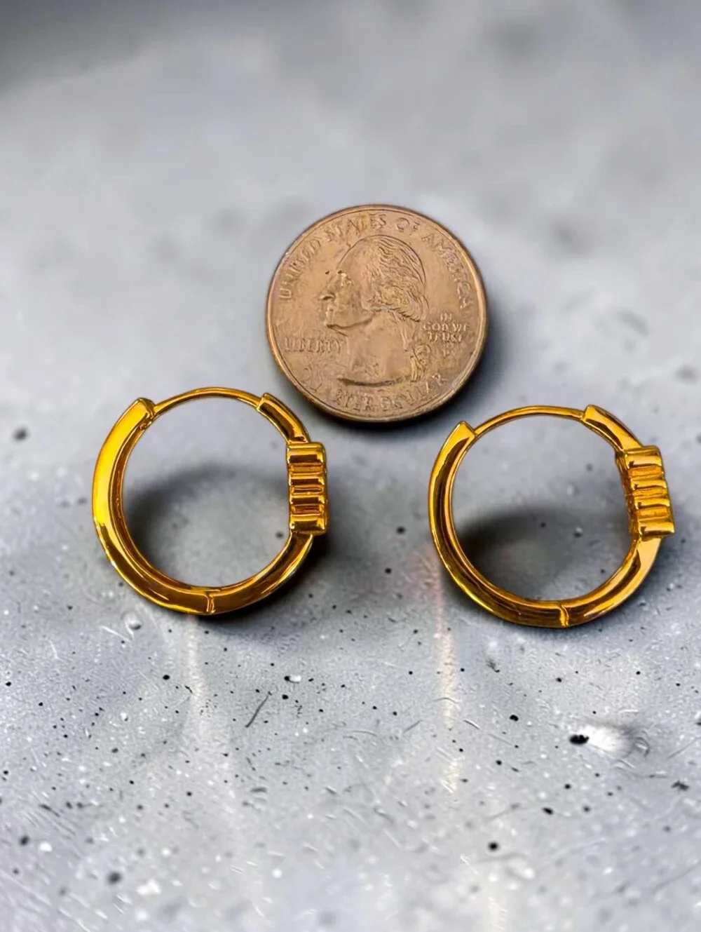 Gold Anagram Huggie Hoops